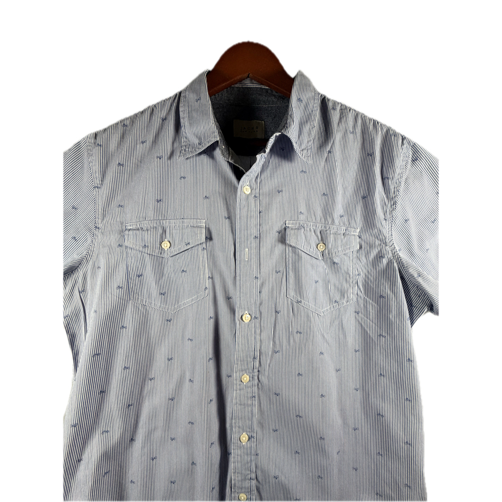 JACHS NEW YORK MENS L WESTERN SNAP FRONT STRIPED SHIRT BLUE WHITE BICYCLE